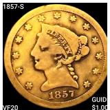 1857-S $2.50 Gold Quarter Eagle LIGHTLY CIRCULATED