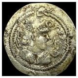 Alchon Huns Imitation of Peroz Silver Drachm NEAR