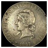 1907 Brazil Silver 2000 Reis NEARLY UNCIRCULATED