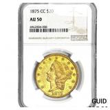 1875-CC $20 Gold Double Eagle NGC AU50