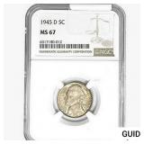 1945-D Jefferson Nickel NGC MS67