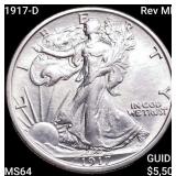 1917-D Rev MM Walking Liberty Half Dollar CH BU