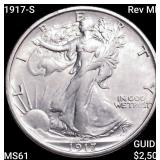 1917-S Rev MM Walking Liberty Half Dollar UNCIRC