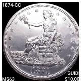1874-CC Silver Trade Dollar CHOICE BU