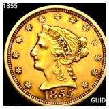 1855 $2.50 Gold Quarter Eagle UNCIRCULATED