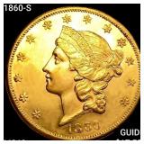 1860-S $20 Gold Double Eagle UNCIRCULATED