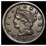 1853 Braided Hair Large Cent NEARLY  UNCIRCULATED