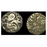 [2 Coins] 700-1000 AD India Rajput Silver Jital NE