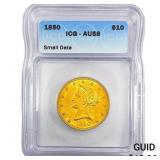 1850 $10 Gold Eagle ICG AU58