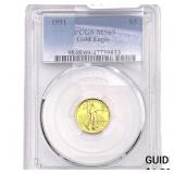 1991 1/10oz $5 Gold Eagle PCGS MS69