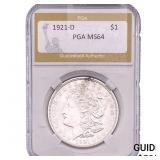 1921-D Morgan Silver Dollar PGA MS64