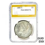 1880-S Morgan Silver Dollar PGA MS64 PL