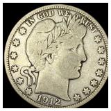 1912-S Silver Barber Half Dollar LIGHTLY  CIRCULA