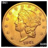 1861 $20 Gold Double Eagle CHOICE AU