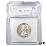 1941 Washington Silver Quarter ICG MS66