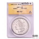 1887/6 Morgan Silver Dollar ANACS MS62 VAM-2