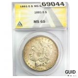 1881-S Morgan Silver Dollar ANACS MS65