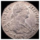 1805-Mo TH Mexico 2 Reales Silver Coin HIGH GRADE