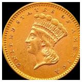 1856 Gold $1 Indian Head Type 2 CLOSELY UNCIRCULAT
