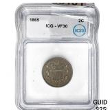 1865 Two Cent Piece ICG VF30