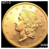 1871-S $20 Gold Double Eagle CHOICE BU+
