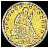1874-S Arrows Seated Liberty Quarter HIGH  GRADE