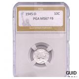 1945-D Mercury Silver Dime PGA MS67 FB