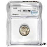 1916 Mercury Silver Dime ICG MS63