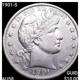 1901-S Barber Half Dollar CHOICE AU