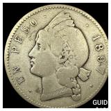 1897A Dominican Republic Silver Peso LIGHTLY CIRCU