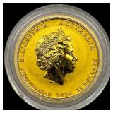 2014 Australia 1/10 oz Gold $15 Battle of the Cora