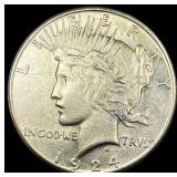 1924 Silver Peace Dollar CHOICE AU