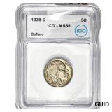 1938-D Buffalo Nickel ICG MS66