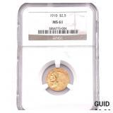 1910 $2.50 Gold Quarter Eagle NGC MS61