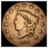 1830 Coronet Head Large Cent LIGHTLY  CIRCULATED