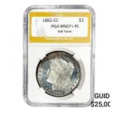 1882-CC Morgan Silver Dollar PGA MS67+ PL Roll Ton