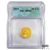 1914 $2.50 Gold Quarter Eagle ICG MS62