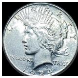 1924-S Silver Peace Dollar CHOICE AU