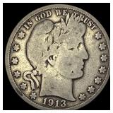 1913 Silver Barber Half Dollar LIGHTLY  CIRCULATE