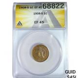 1908-S Indian Head Cent ANACS EF45