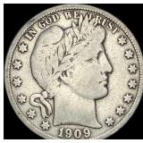 1909-S Silver Barber Half Dollar LIGHTLY  CIRCULA
