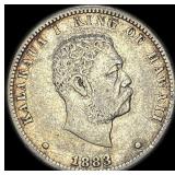 1883 Hawaii Silver 1/4 Dollar NEARLY UNCIRCULATED