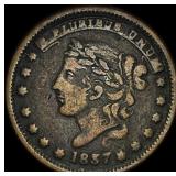 1857 Hard Times Token Not One Cent. LIGHTLY CIRCUL