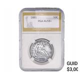 1881 Seated Liberty Half Dollar PGA AU58+