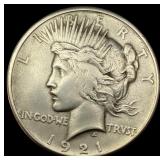 1921 Silver Peace Dollar NEARLY UNCIRCULATED