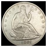 1861 Seated Liberty Half Dollar CLOSELY  UNCIRCUL