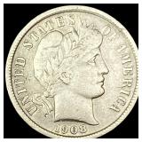 1908 Barber Dime LIGHTLY CIRCULATED