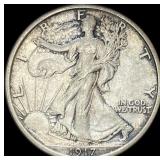 1917 Walking Liberty Half Dollar ABOUT  UNCIRCULA