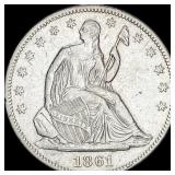 1861 Seated Liberty Half Dollar CLOSELY  UNCIRCUL