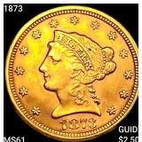 1873 $2.50 Gold Quarter Eagle UNCIRCULATED